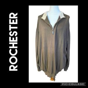 Rochester 100% Pima Cotton Half Zip Pullover Brown/Tan Men’s Sweater Size 3XL